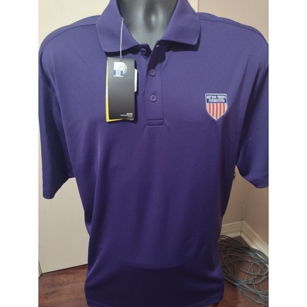 New Under Armour Men's Got Our Troops Foundation HeatGear Polo Shirt XL Purple